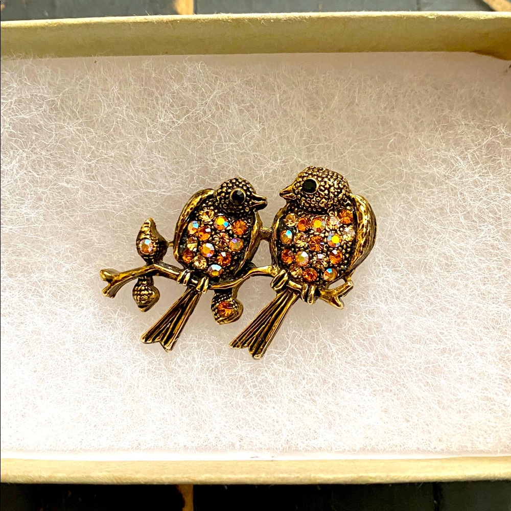 🐦⬛Vintage🐦⬛Love Birds Brooch - Picture 2 of 4